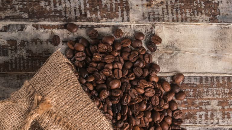 Close up roasted coffee beans