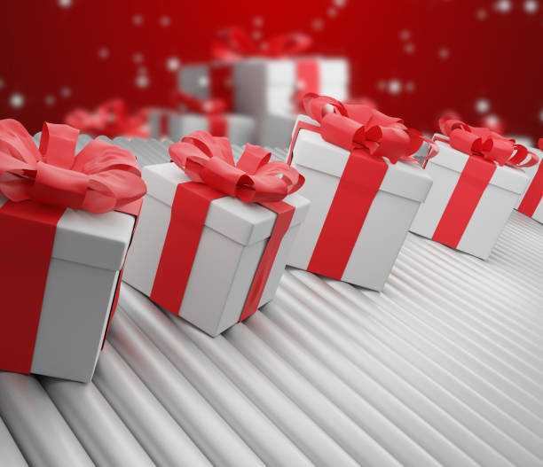 istock row of christmas presents boxes on conveyor belt 3d-illustration 1071204098