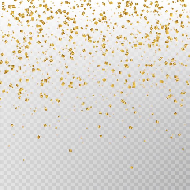 istock Golden glitter confetti vector. Carnaval paper tinsel texture isolated on background. Party confetti 1071214960