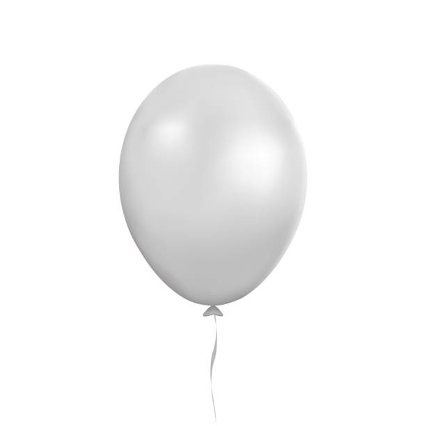 istock White balloon vector. Party baloon with ribbon and shadov isolated on white background. Flying 3d ba 1071214996