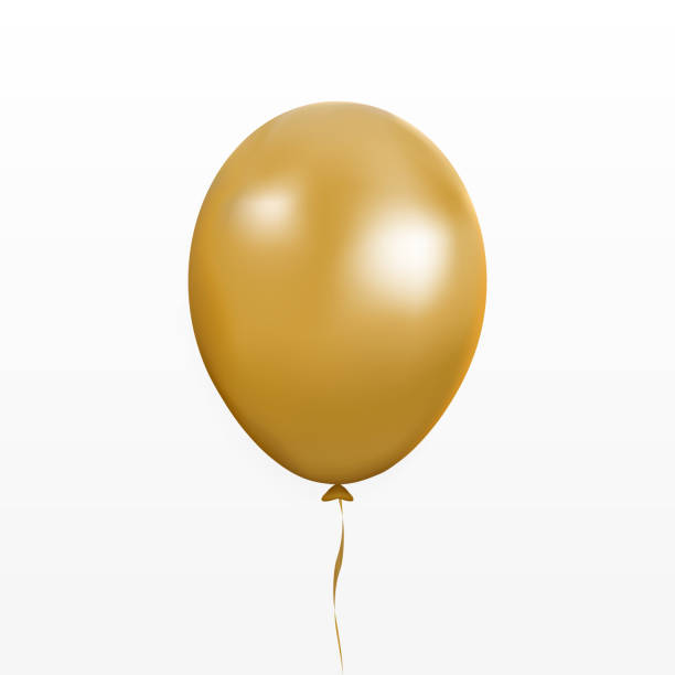 istock Gold balloon vector. Party baloon with ribbon and shadov isolated on white background. Flying 3d bal 1071215016