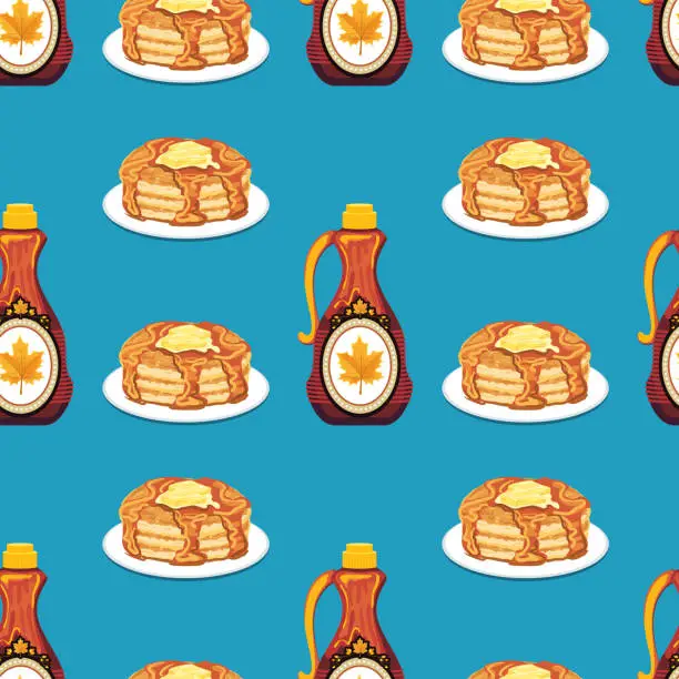 Vector illustration of Pancakes And Syrup Seamless Pattern