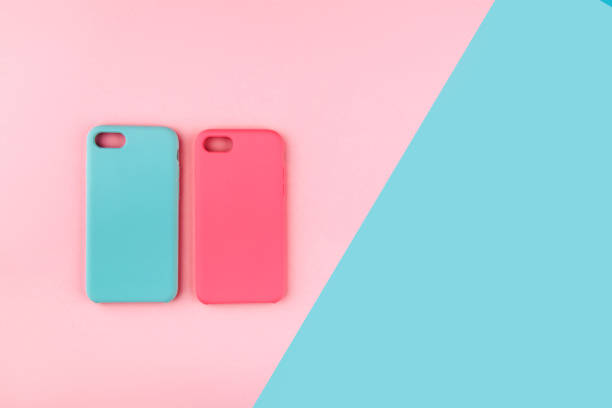 istock Blue and pink pastel color of phone case 1071223716