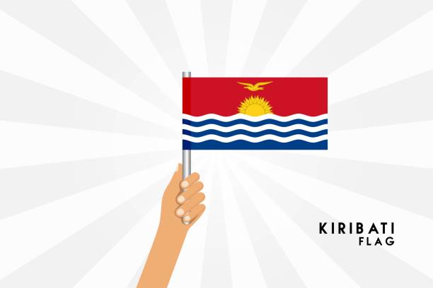 ilustrações, clipart, desenhos animados e ícones de ilustração de desenho vetorial de mãos humanas segurar a bandeira de kiribati. objeto isolado no fundo branco. - men empty human hand crowd