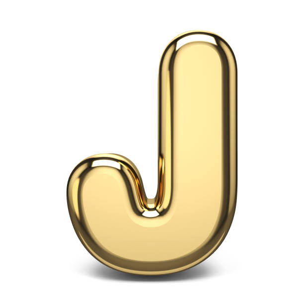 黄金のフォント文字 j 3 d - letter j alphabet metal three dimensional shape ストックフォトと画像