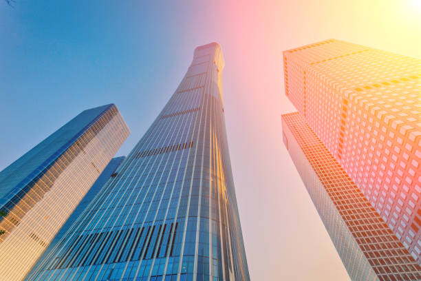 istock Low angle high rise corporate buildings. 1071258086