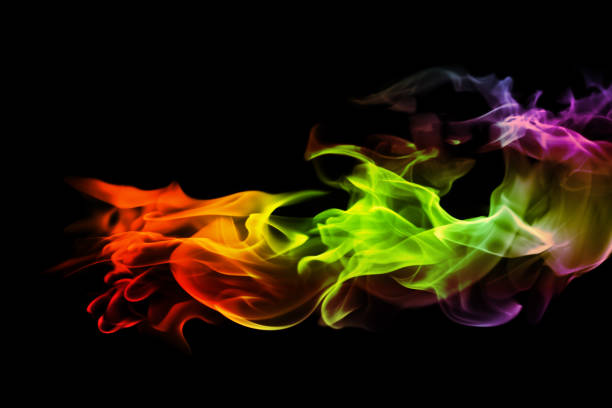 istock abstract colorful  Fire flames on black background 1071258162