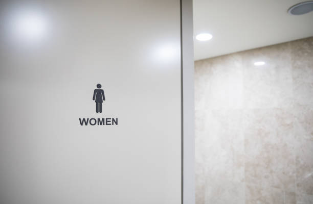 Entrance to women's restroom stock photo