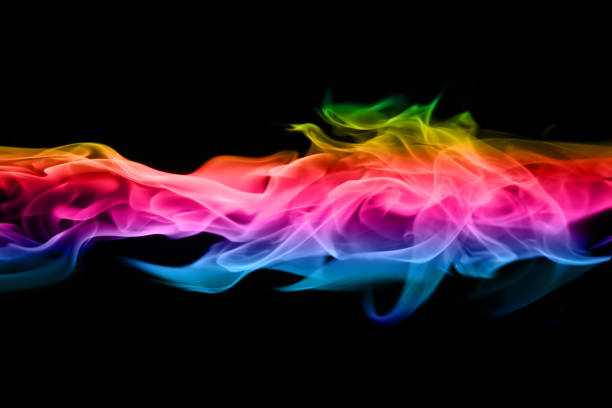istock abstract colorful Fire flames on black background 1071259686