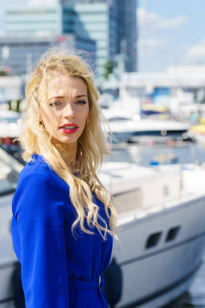 istock Fashion model wearing blue jumpsuit 1071266152