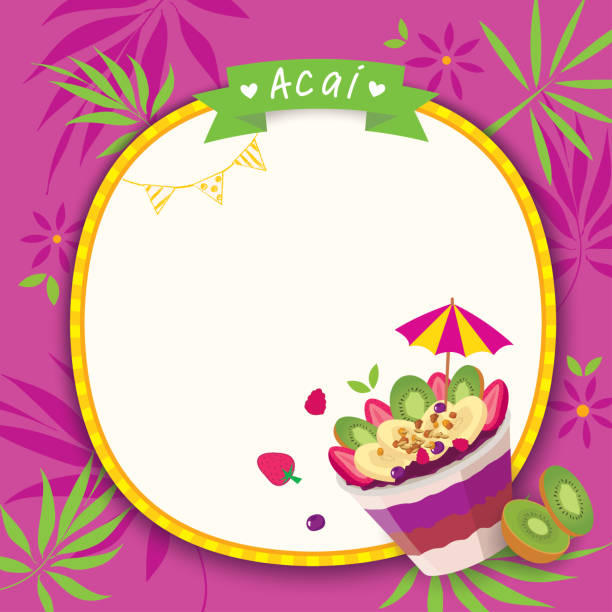 ilustraciones, imágenes clip art, dibujos animados e iconos de stock de acai-púrpura - backgrounds banana berry fruit blended drink