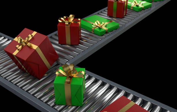 istock Christmas Gifts On A Conveyor 1071276402