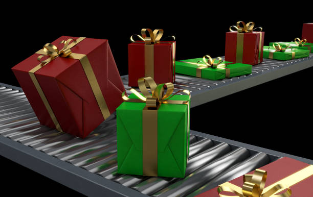 istock Christmas Gifts On A Conveyor 1071276404