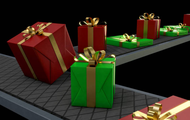 istock Christmas Gifts On A Conveyor 1071276426