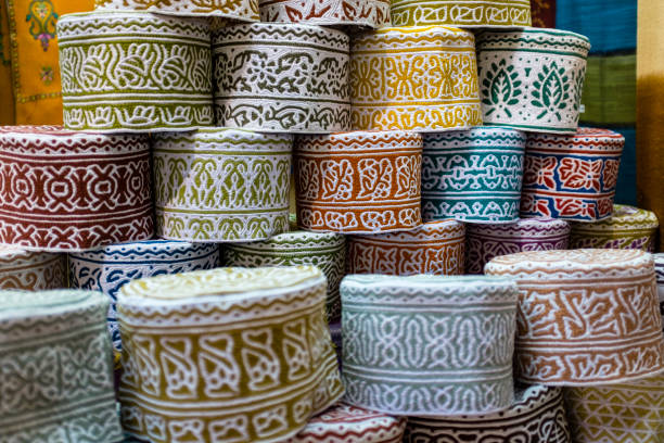 istock Traditional kuma caps in  Muttrah souk in Muscat, Oman 1071284138