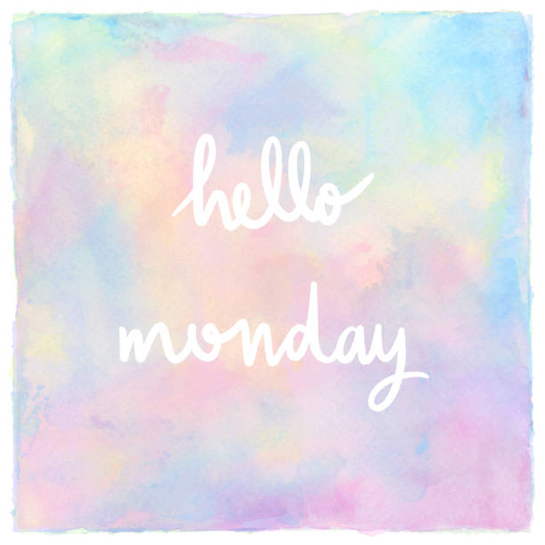 istock Hello Monday Hand Lettering on pastel watercolor 1071285788