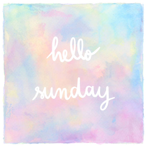 istock Hello Sunday Hand Lettering on pastel watercolor 1071285978