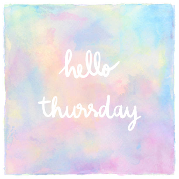 istock Hello Thursday Hand Lettering on pastel watercolor 1071286062