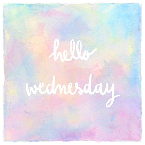 istock Hello Wednesday Hand Lettering on pastel watercolor 1071286080