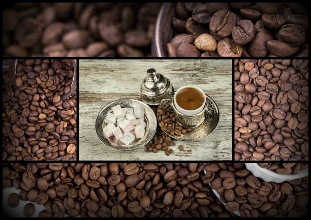 istock Traditional Turkish coffee collage photo. Hot drink. 1071286084