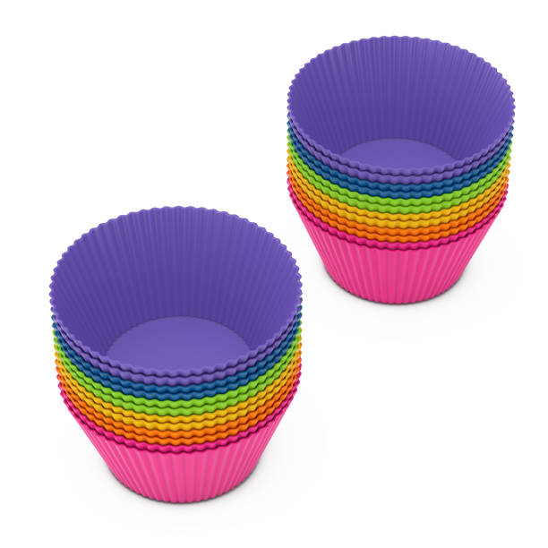 istock Stake of Colorful Cupcake Silicone Cups. 3d Rendering 1071293316