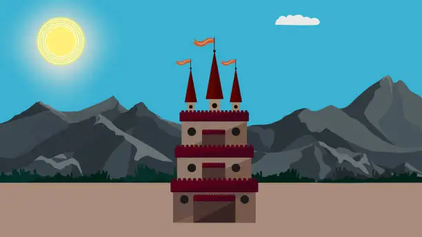 Vector illustration of Palace landscape scene illustration vector