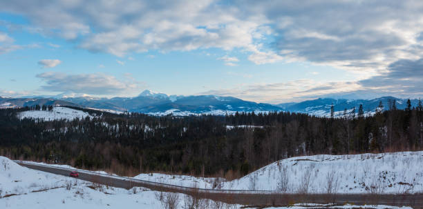 istock Evening winter cloudy day mountain ridge 1071301034