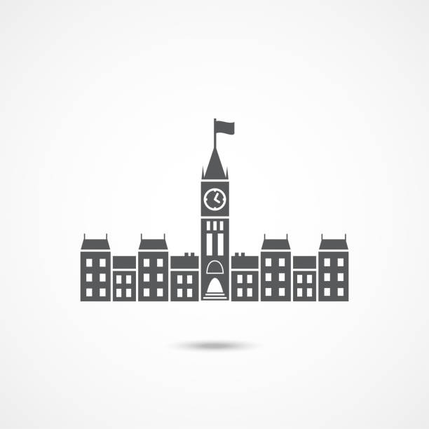 ilustraciones, imágenes clip art, dibujos animados e iconos de stock de icono de canadá del parlamento - edificio del parlamento