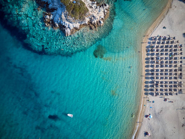 istock Beautiful beach top aerial view drone shot 1071322804