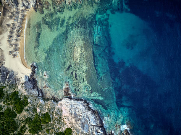 istock Beautiful beach top aerial view drone shot 1071322846
