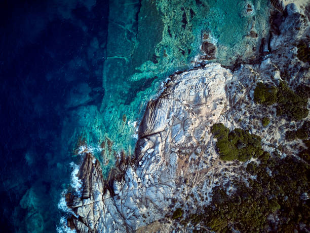 istock Beautiful rocky coastline aerial view 1071322848