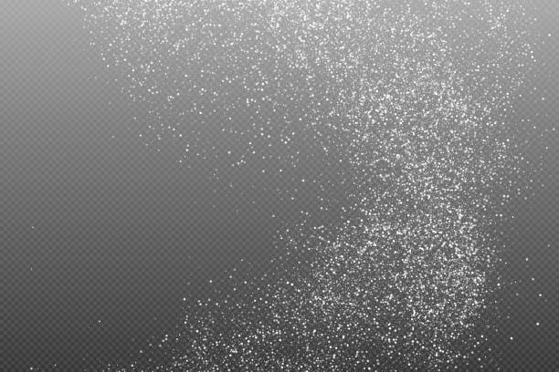 White  Abstract Particles On Transparent Background. White  Abstract Particles On Transparent Background. Falling Snowflakes Imitation. Bright Bokeh Texture. Digitally Generated Image. Vector Illustration, Eps 10. particle stock illustrations