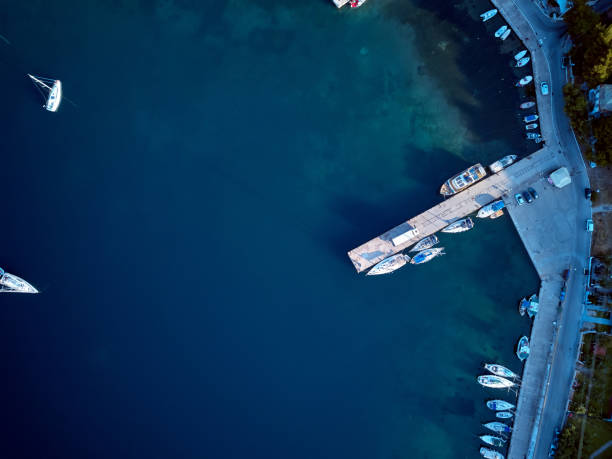 istock Marina with yachts top aerial view 1071325854