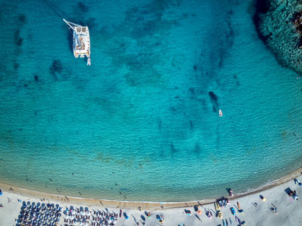 istock Beautiful beach top aerial view drone shot 1071325942