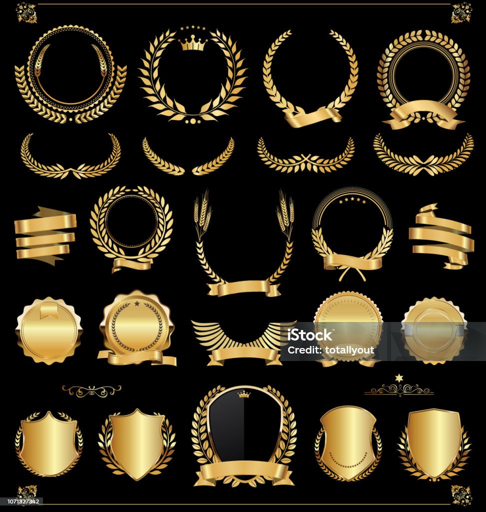 Retro Cổ Điển Vàng Nhãn Và Banners Bộ Sưu Tập Vector Hình minh họa ...