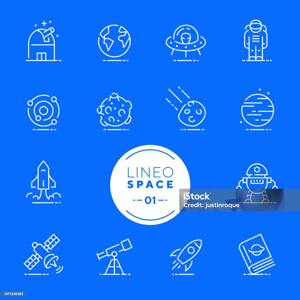 Lineo White - Space and Planets line icons (editable stroke) Vector icons - Adjust stroke weight - Expand to any size - Change to any color Icon Symbol stock vector