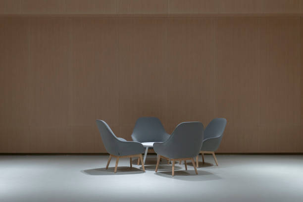 sofa chair and round table in the hall