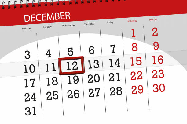 istock Calendar planner for the month december 2018, deadline day, wednesday, 12 1071338886