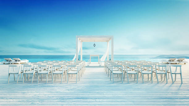 istock Beach wedding and Sea view for vacation and summer / 3d render outdoor 1071340236
