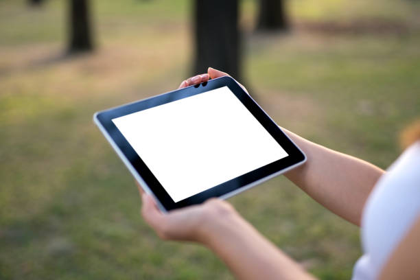 istock Woman holding digital tablet 1071341466