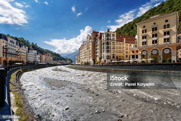 Mountain River Stock Photo - Download Image Now - Architecture, Building Exterior, Cloud - Sky
