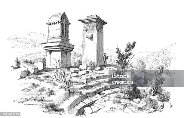 Lycian Tombs Stock Illustration - Download Image Now - Tomb, 19th Century, 2018