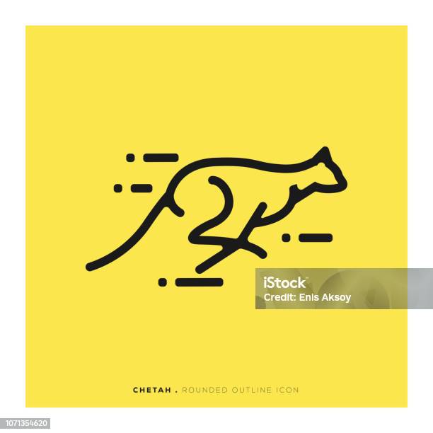 Chetah Rounded Line Icon Stock Illustration - Download Image Now - Cheetah, Icon Symbol, Animal