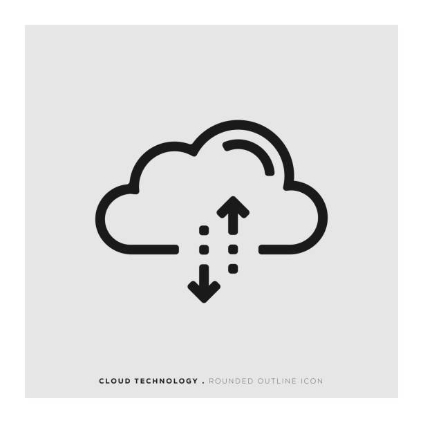 ikona zaokrąglona linia technologii chmury - cloud stock illustrations