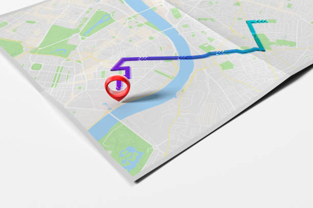 istock Red geotag or map pin on realistic map. 3d rendering. 1071356214