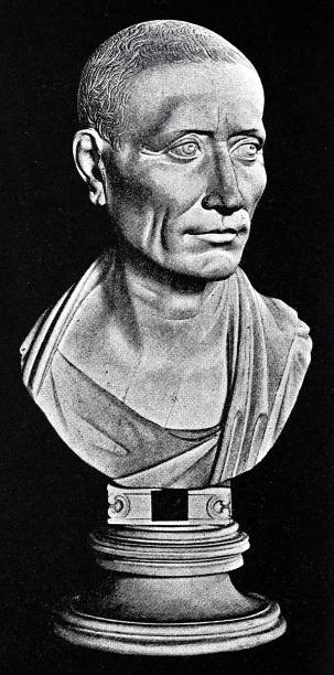 Bust of Julius Caesar, roman emperor Illustration from 19th century julius caesar bust stock illustrations