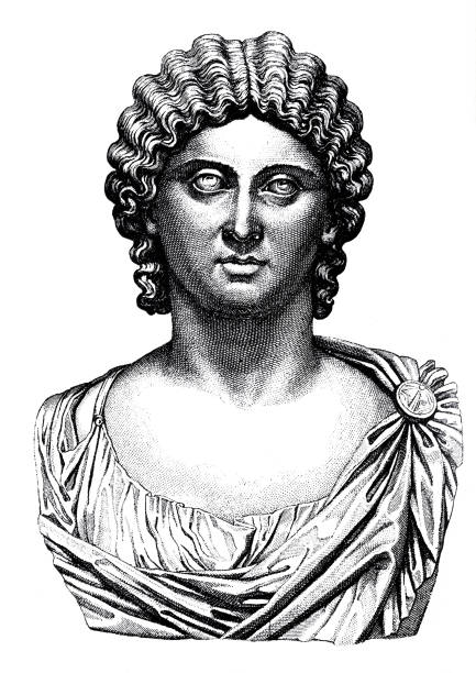 Bust of Julia Domna,  second wife of the Roman emperor Septimius Severus and the mother of the emperors Caracalla and Geta Illustration from 19th century geta sandal stock illustrations