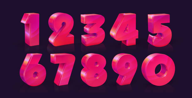 istock Set of ten numbers form zero to nine, Vivid neon pink on dark background. Vector illustration. 1071360088