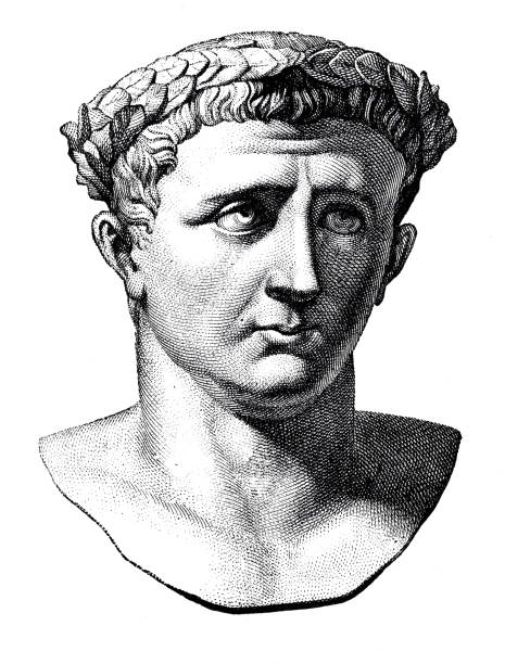 로마 황제 클라우디우스의 흉상 - ancient rome 이미지 stock illustrations