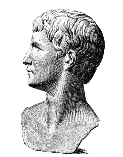 Bust of Caligula, roman emperor Illustration from 19th century augustus caesar stock illustrations